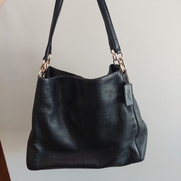 Coach Edie 31 Pebbled Shoulder Bag, Black - 57125 - Picture 1 of 12